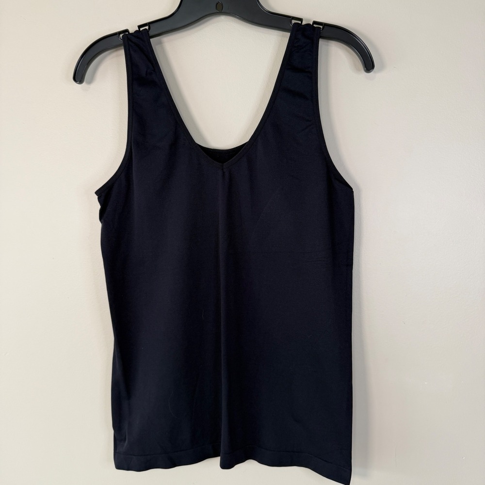 Ellen Tracy Essentials XXL Black Seamless V-Neck Tank Top Neutral Staple Capsule